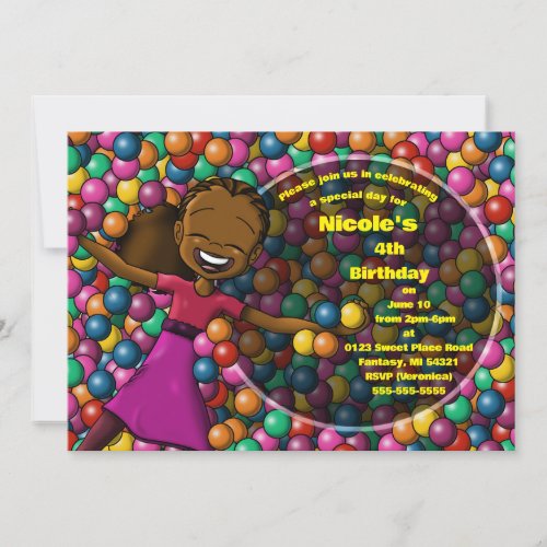 African American Girl Birthday  Invitation