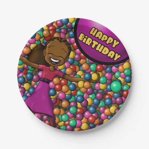 African American Girl Birthday Paper Plates