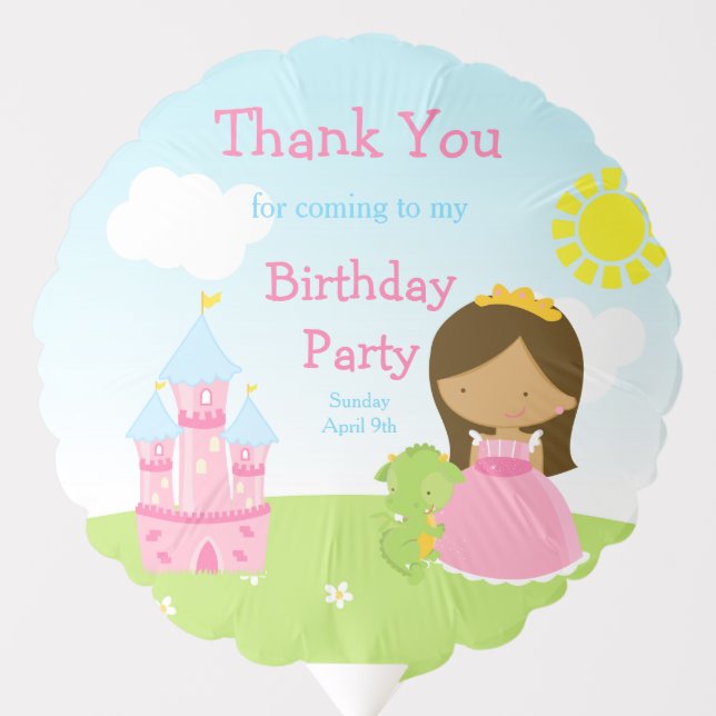 African American Girl Birthday Party Balloon (Front)