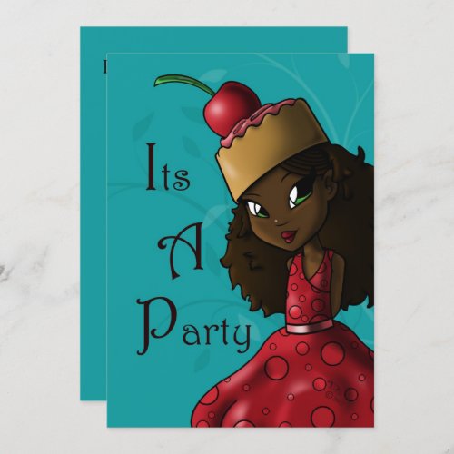 African American Girl Birthday Party Invitation