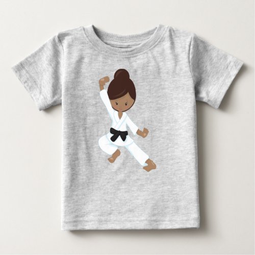 African American Girl Black Belt Karate Girl Baby T_Shirt