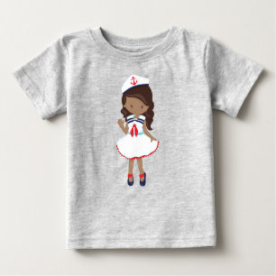 African American Girl, Boat Captain, Skipper, Sea Baby T-Shirt