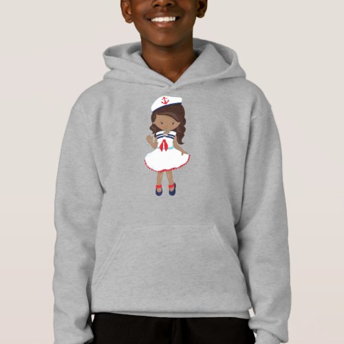 African American Girl Boat Captain Skipper Sea Hoodie