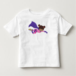 African American Girl, Cape, Superhero Girl Toddler T-shirt