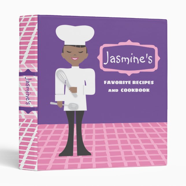 African American girl chef personalized recipe 3 Ring Binder (Front/Spine)