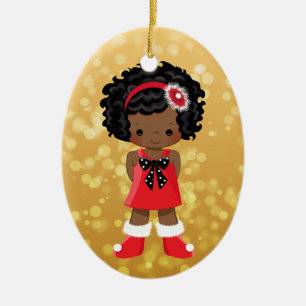 African American Girl Christmas Ornament