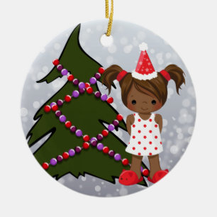 African American Girl Christmas Ornament