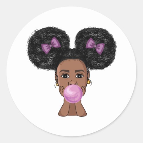 African american girl classic round sticker