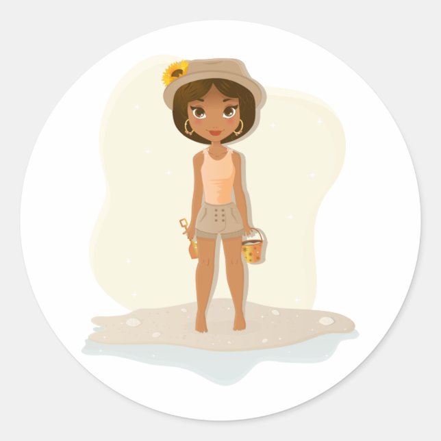 African American Girl Classic Round Sticker (Front)