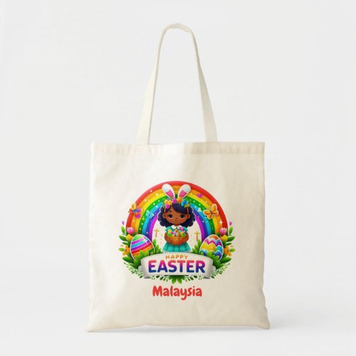 African American Girl Colorful Rainbow Easter  Tote Bag