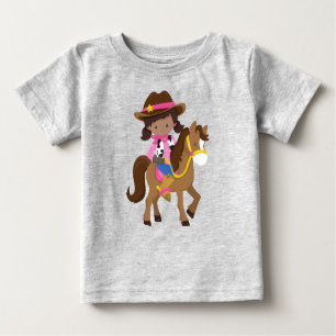 African American Girl, Cowgirl, Sheriff, Horse Baby T-Shirt