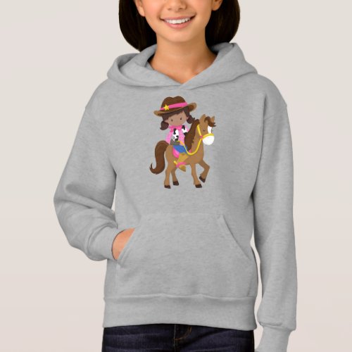 African American Girl Cowgirl Sheriff Horse Hoodie