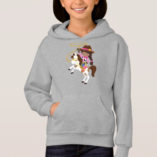 African American Girl Cowgirl Sheriff Lasso Hoodie