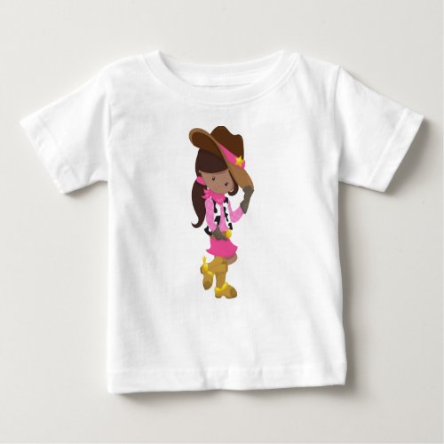 African American Girl Cowgirl Sheriff Western Baby T_Shirt