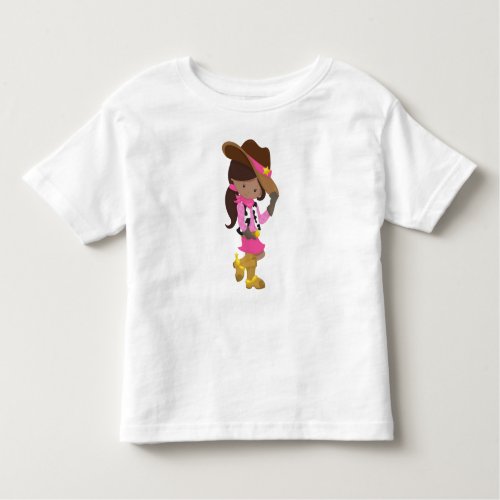 African American Girl Cowgirl Sheriff Western Toddler T_shirt
