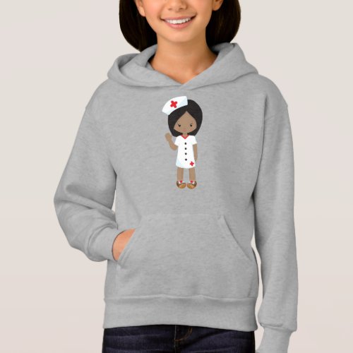 African American Girl Cute Girl Nurse Doctor Hoodie
