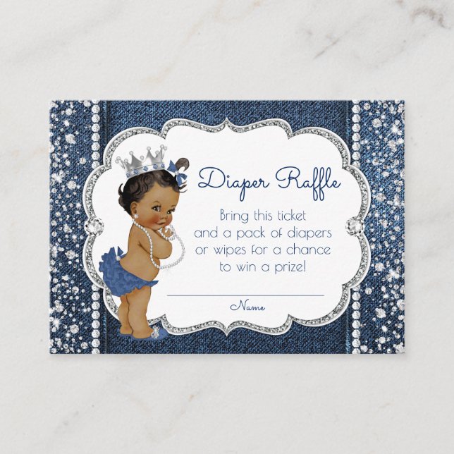 African American Girl Diaper Raffle Tickets Enclosure Card (Front)