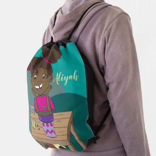 African American Girl Drawstring Backpack