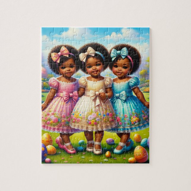 African American Girl Easter Puzzle (Vertical)