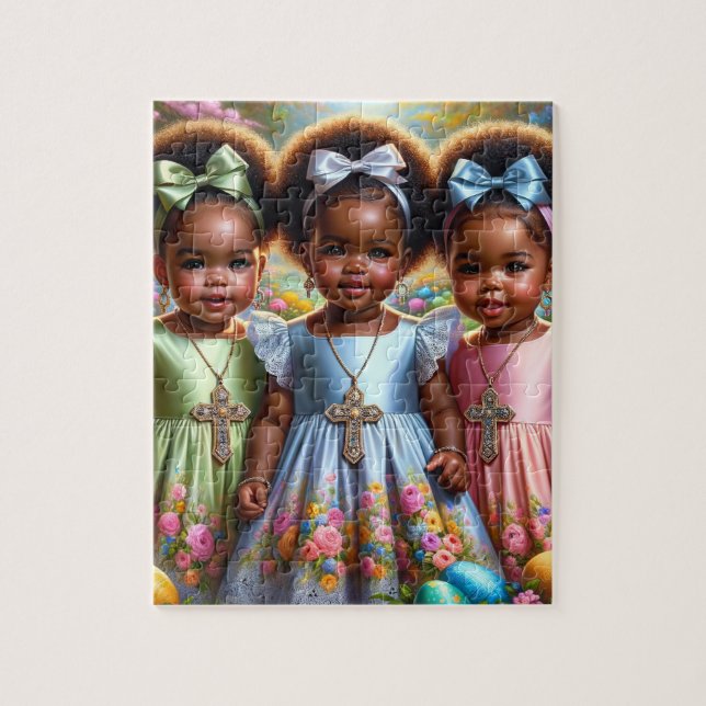 African American Girl Easter Puzzle  (Vertical)