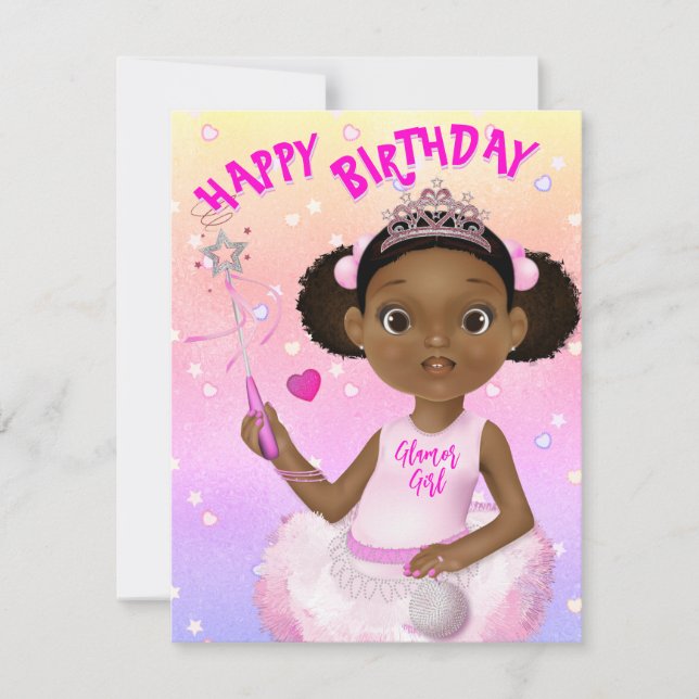 African American Girl Fairy Princess Ballerina Card (Front)
