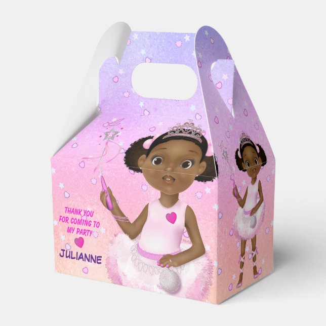 African American Girl Fairy Princess Ballerina Favor Boxes (Front Side)