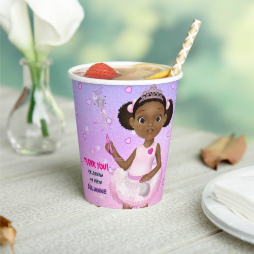 African American Girl Fairy Princess Ballerina Paper Cups