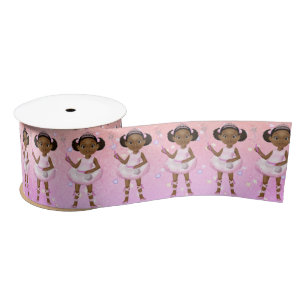 African American Girl Fairy Princess Ballerina Satin Ribbon