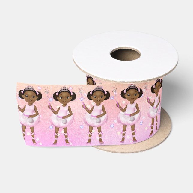 African American Girl Fairy Princess Ballerina Satin Ribbon (Spool)