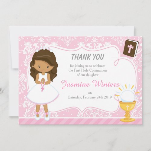 African American Girl First Communion Thank You