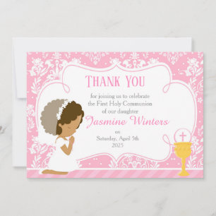 African American Girl First Communion  'Thank You' Thank You Card