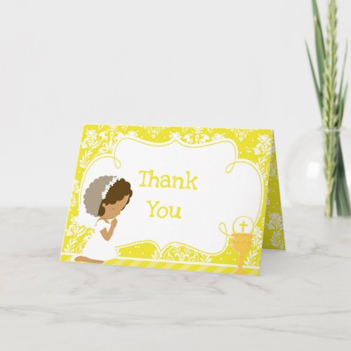 African American Girl First Communion  Thank You Thank You Card