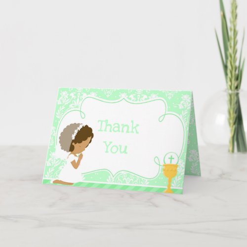 African American Girl First Communion  Thank You Thank You Card