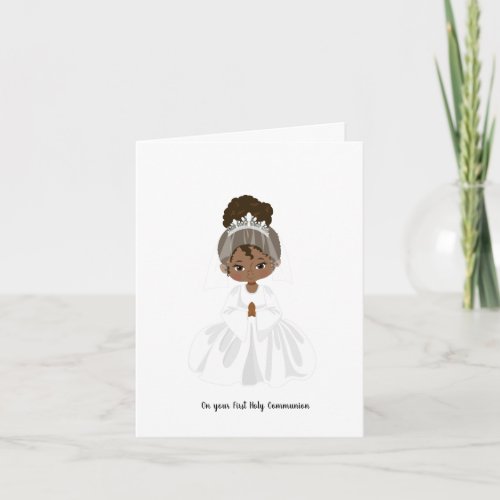 African_American Girl First Holy Communion  Card
