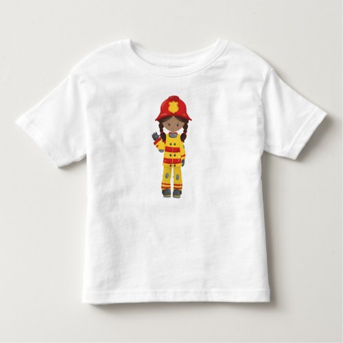 African American Girl Girl Fireman Firefighter Toddler T_shirt