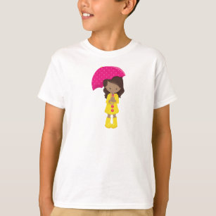 African American Girl, Girl In Raincoat, Umbrella T-Shirt