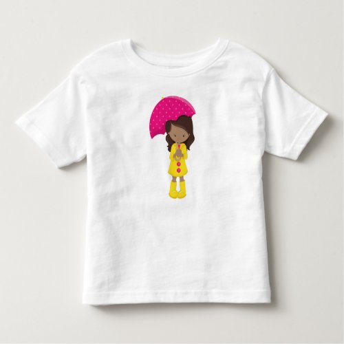 African American Girl Girl In Raincoat Umbrella Toddler T_shirt