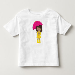African American Girl, Girl In Raincoat, Umbrella Toddler T-shirt