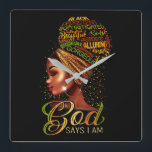 African American Girl God Says I Am Black Pride Square Wall Clock<br><div class="desc">African American Girl God Says I Am Black Pride</div>