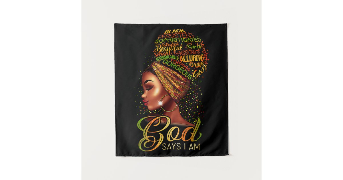African American Girl God Says I Am Black Pride Tapestry | Zazzle