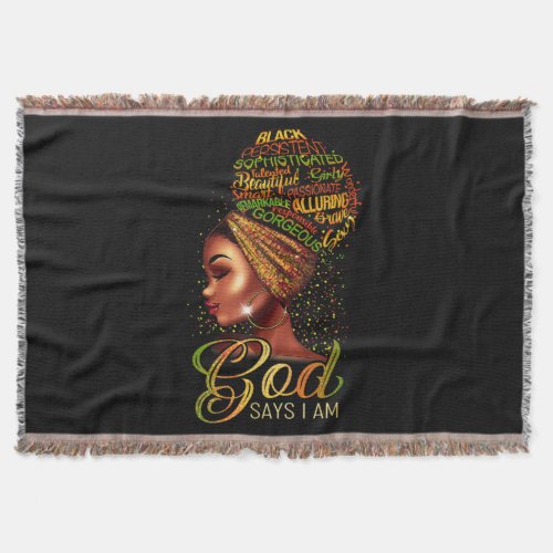 African American Girl God Says I Am Black Pride Throw Blanket