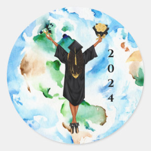 African American Girl Graduation Sticker