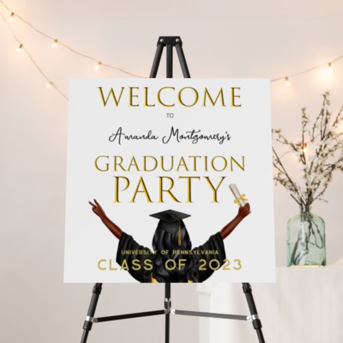 African American Girl Graduation Welcome Sign