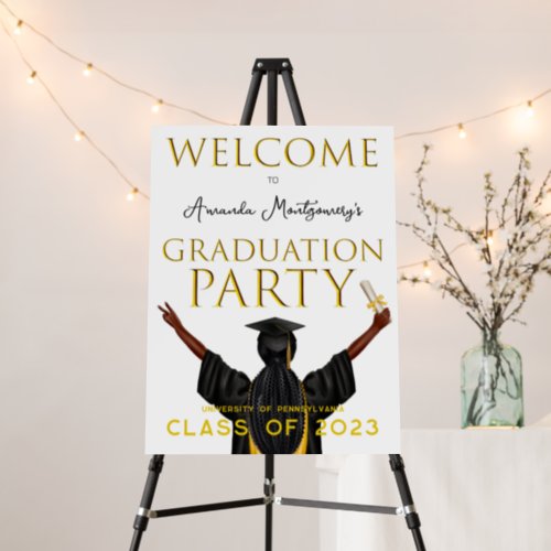 African American Girl Graduation Welcome Sign