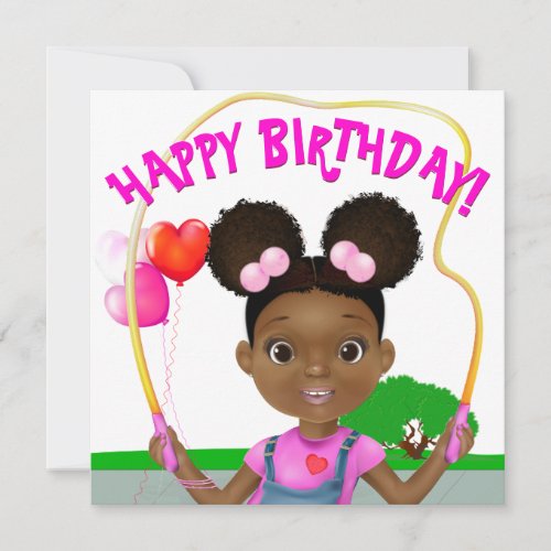 African American Girl Jump Rope Birthday Card