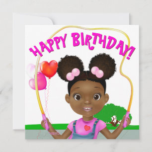 African American Girl Jump Rope Birthday Card