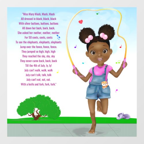 African American Girl Jump Rope Song Window Cling