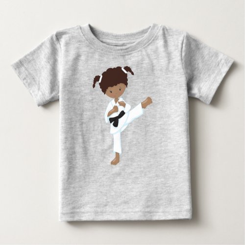 African American Girl Karate Girl Black Belt Baby T_Shirt