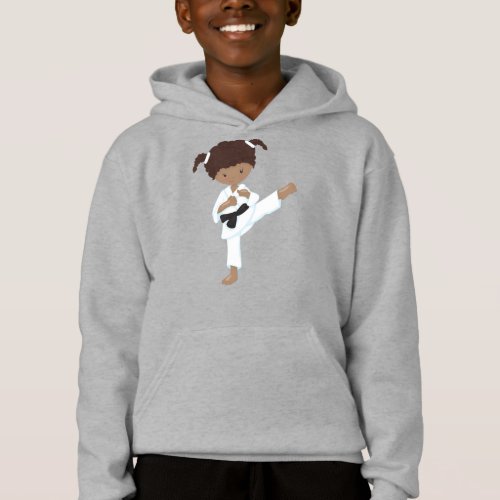 African American Girl Karate Girl Black Belt Hoodie