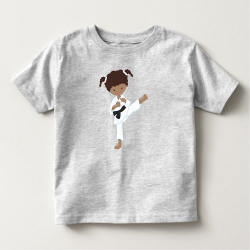 African American Girl Karate Girl Black Belt Toddler T_shirt